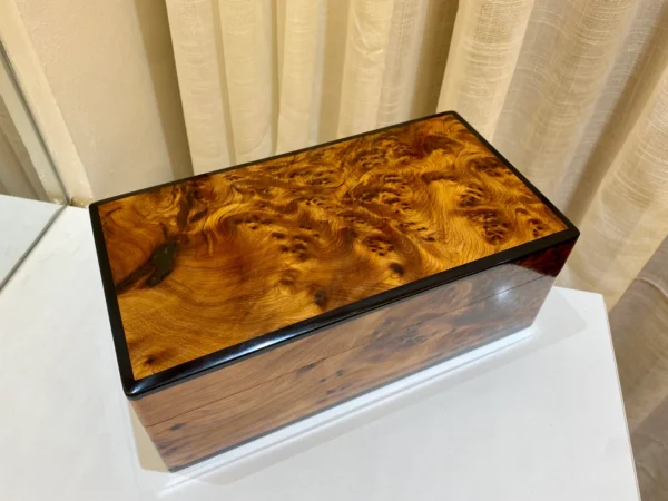 lockable wooden burl box,memory organizer,keepsake couples gift,decorative Exotic Wood Storage